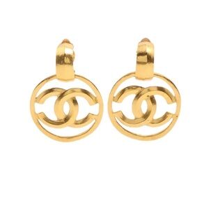 CHANEL Gold Iconic Logo Earrings